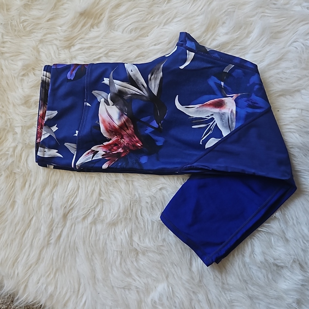 Fabletics capri workout leggings with mesh panels
